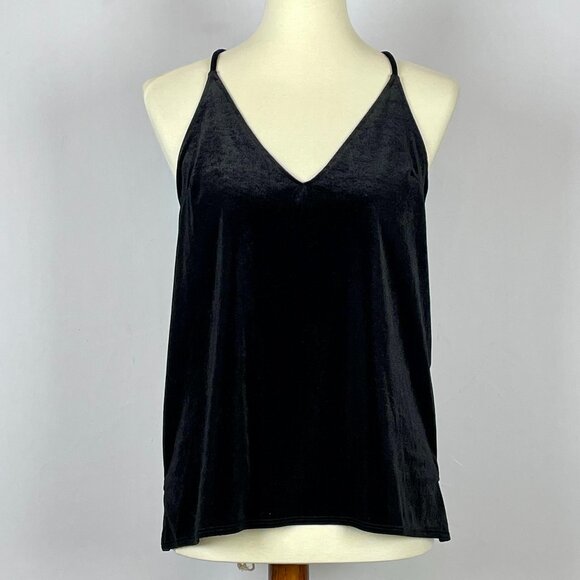 Vtg Y2K Abercrombie & Fitch Black Velvet Plunge Neck Halter Top Sz XS Whimsigoth - Picture 1 of 7